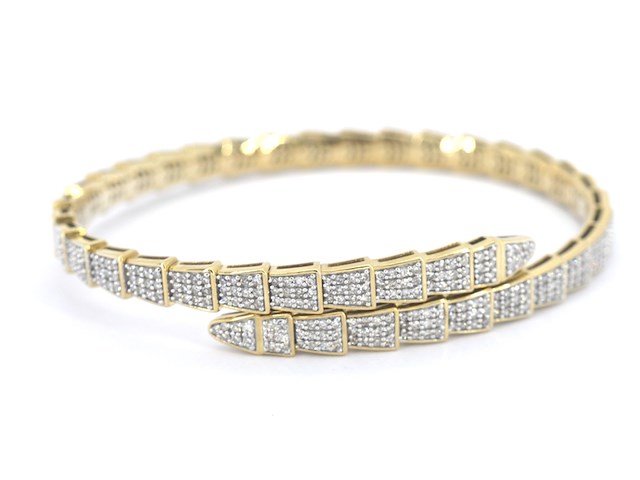 Gouden armband van serpent model met natuurlijke diamanten - afbeelding 3 van  8