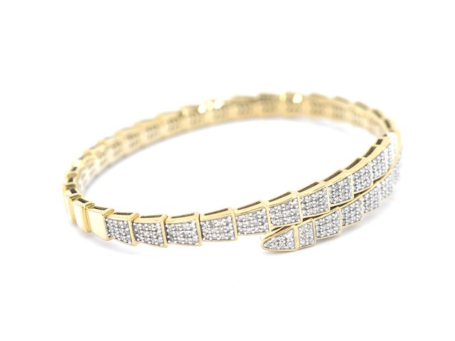 Gouden armband van serpent model met natuurlijke diamanten - afbeelding 4 van  8