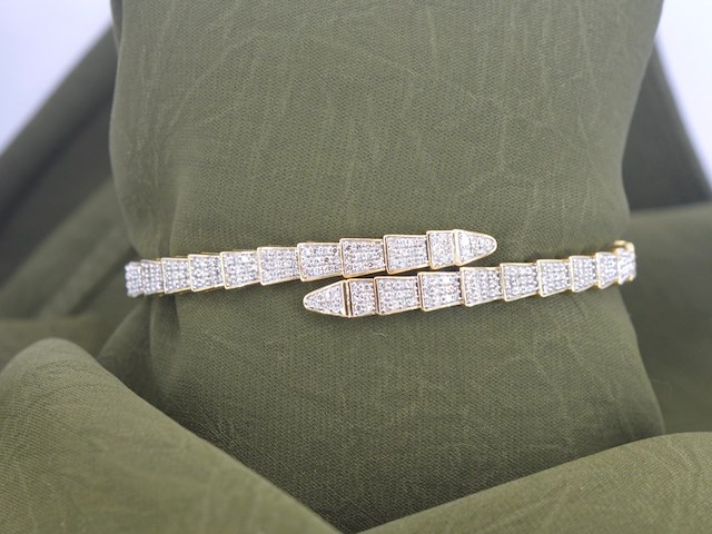 Gouden armband van serpent model met natuurlijke diamanten - afbeelding 1 van  8