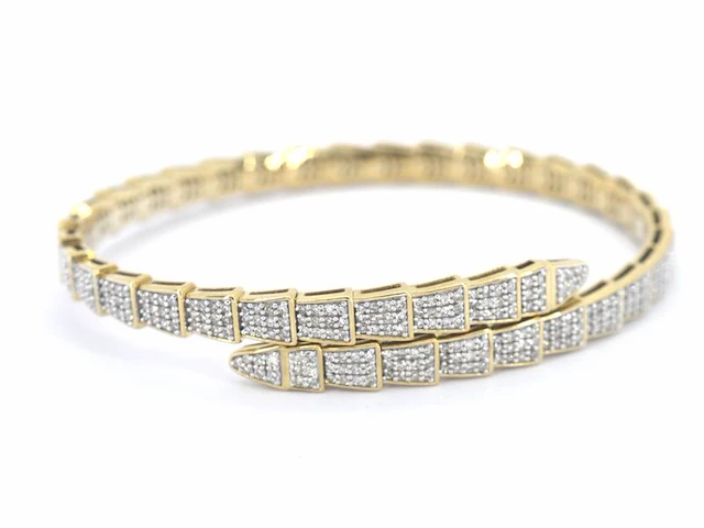 Gouden armband van serpent model met natuurlijke diamanten - afbeelding 3 van  8