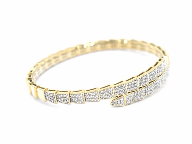 Gouden armband van serpent model met natuurlijke diamanten - afbeelding 4 van  8