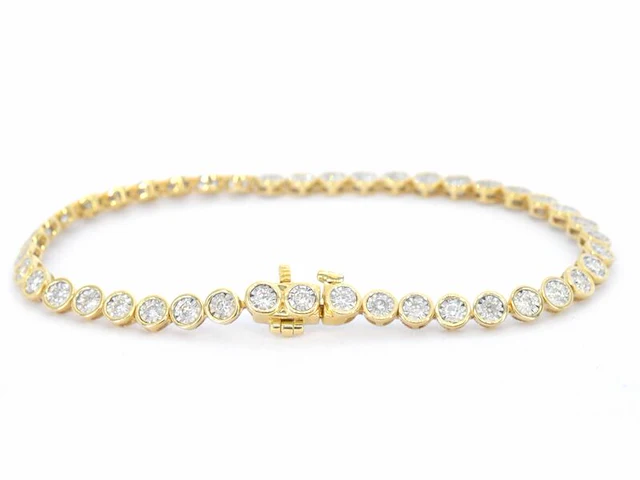 Gouden armband vol met diamanten gezet - afbeelding 3 van  9