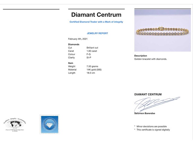 Gouden armband volledig gezet met diamanten - afbeelding 2 van  3