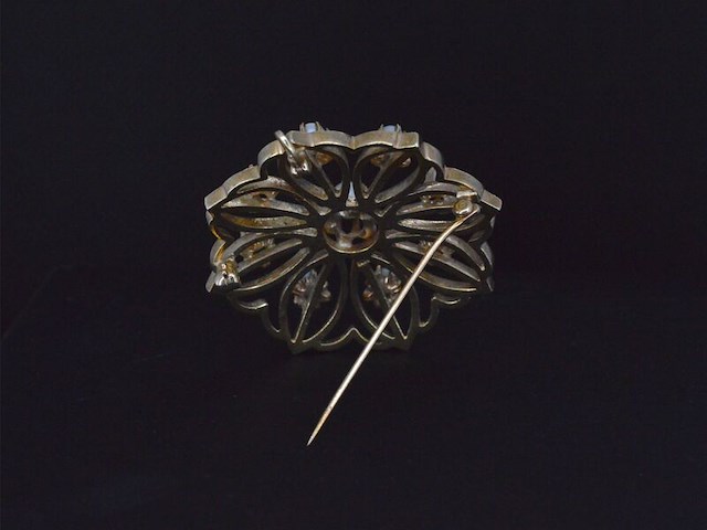 Gouden art nouveau hanger met echte parels, excl. ketting - afbeelding 4 van  4