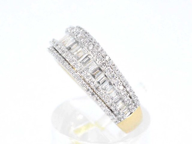 Gouden band ring met vijf rijen van diamant 1.00 carat - afbeelding 3 van  5