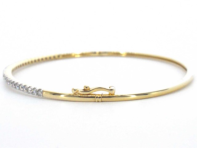 Gouden bangle armband met natuurlijke briljant geslepen diamanten - afbeelding 5 van  9