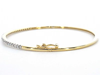 Gouden bangle armband met natuurlijke briljant geslepen diamanten - afbeelding 5 van  9