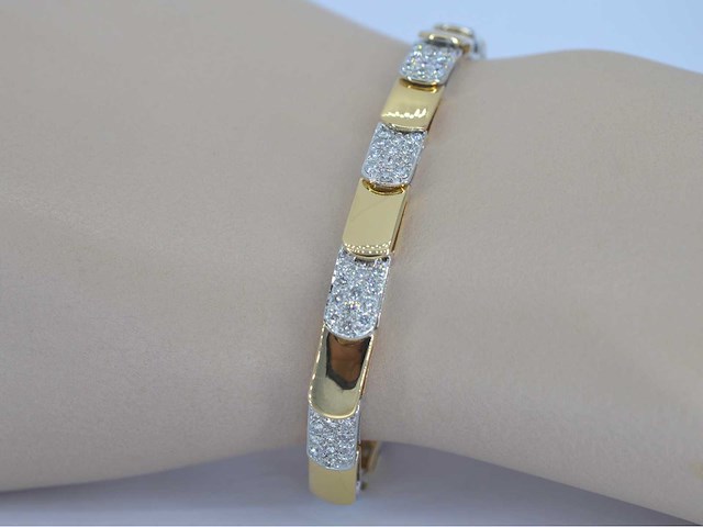 Gouden bicolour armband met briljant geslepen diamant - afbeelding 2 van  7