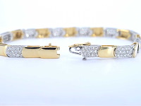Gouden bicolour armband met briljant geslepen diamant - afbeelding 5 van  7