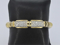 Gouden brede bangle armband met hoge kwaliteit aan diamanten - afbeelding 2 van  8