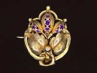 Gouden broche amethist