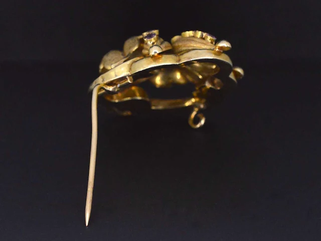 Gouden broche amethist - afbeelding 5 van  5