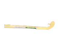 Gouden broche diamanten edelstenen - afbeelding 4 van  6