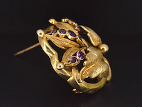 Gouden broche met amethist - afbeelding 4 van  5