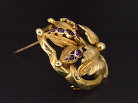 Gouden broche met amethist - afbeelding 3 van  4