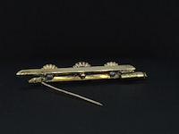 Gouden broche met diamant en parels - afbeelding 2 van  6