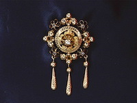 Gouden broche met diamanten - afbeelding 1 van  5