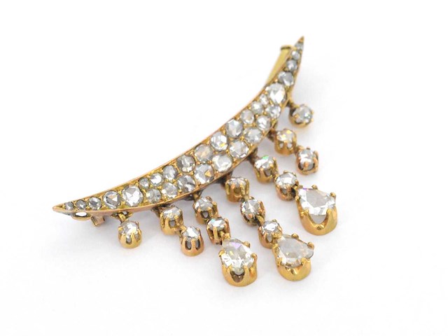 Gouden broche met diamanten - afbeelding 2 van  6