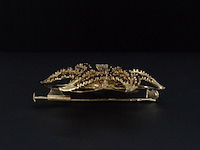 Gouden broche met edelstenen en diamant - afbeelding 5 van  7