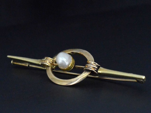 Gouden broche met orient parel - afbeelding 2 van  3
