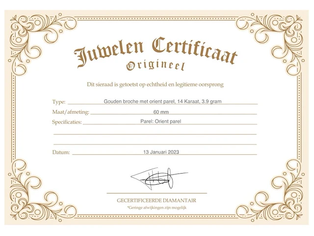 Gouden broche met orient parel - afbeelding 3 van  5