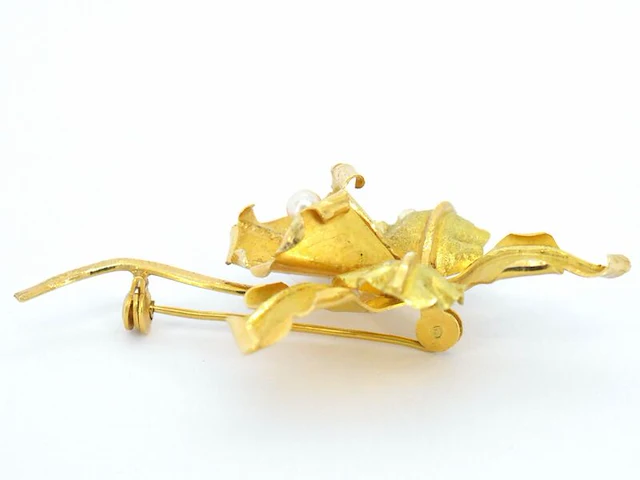 Gouden broche met parel - afbeelding 3 van  7