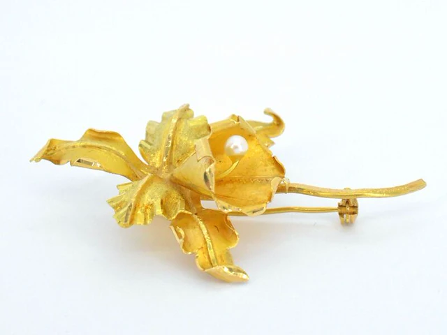 Gouden broche met parel - afbeelding 4 van  7