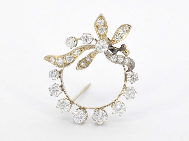 Gouden broche of hanger met diamanten - afbeelding 2 van  6