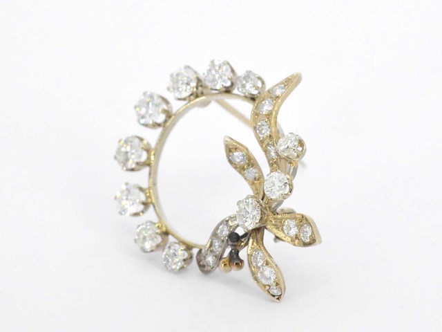 Gouden broche of hanger met diamanten - afbeelding 3 van  6