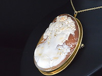 Gouden broche/hanger met camee, excl. ketting - afbeelding 4 van  6