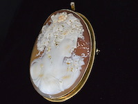 Gouden broche/hanger met camee, excl. ketting - afbeelding 5 van  6