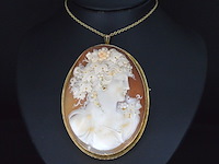 Gouden broche/hanger met camee, excl. ketting - afbeelding 6 van  6