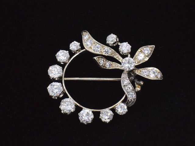Gouden broche/hanger met diamanten - afbeelding 1 van  7