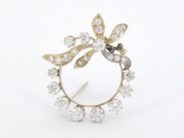 Gouden broche/hanger met diamanten - afbeelding 2 van  7