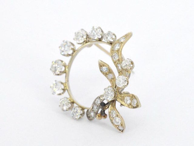 Gouden broche/hanger met diamanten - afbeelding 3 van  7