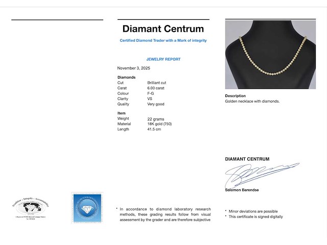 Gouden collier met 107 briljant diamanten - afbeelding 3 van  8