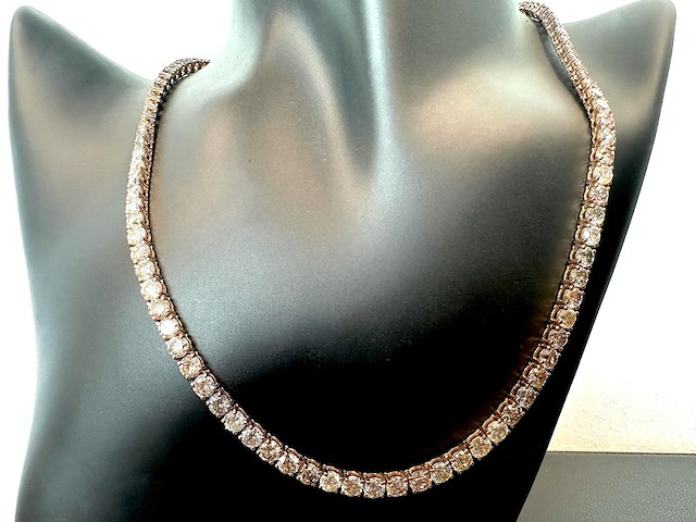 Gouden collier met briljant geslepen diamanten - afbeelding 1 van  6