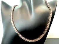 Gouden collier met briljant geslepen diamanten - afbeelding 1 van  4