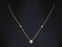 Gouden collier met diamanten hanger klaver vier - afbeelding 2 van  8