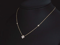 Gouden collier met diamanten hanger klaver vier - afbeelding 3 van  8