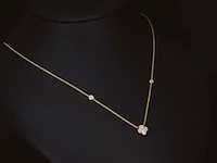 Gouden collier met diamanten hanger klaver vier