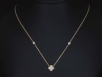 Gouden collier met diamanten hanger klaver vier - afbeelding 2 van  8