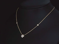 Gouden collier met diamanten hanger klaver vier - afbeelding 3 van  8