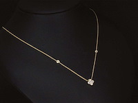 Gouden collier met diamanten klaver vier hanger - afbeelding 1 van  7