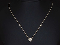Gouden collier met diamanten klaver vier hanger - afbeelding 2 van  7