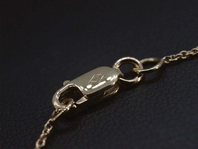 Gouden collier met diamanten klaver vier hanger - afbeelding 7 van  7