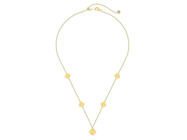 Gouden collier met gesloten klavertjes goudverguld - afbeelding 1 van  6