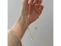 Gouden collier met gesloten klavertjes goudverguld - afbeelding 2 van  6