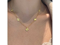 Gouden collier met gesloten klavertjes goudverguld - afbeelding 5 van  6