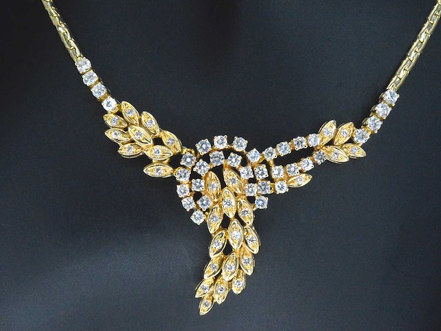 Gouden collier met hoge kwaliteit natuurlijke diamanten - afbeelding 1 van  10